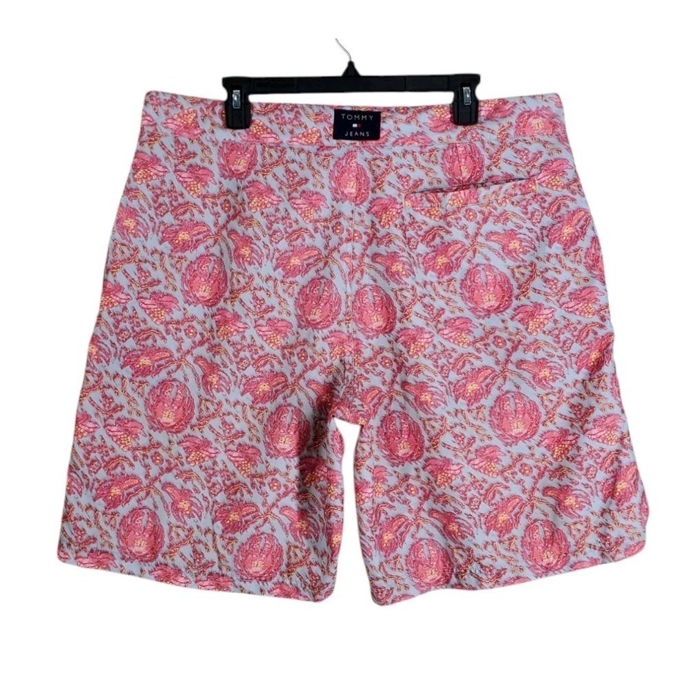 Vtg Y2K Tommy Jeans Swim Trunk Board Shorts Mens XL Beige Orange Crab (39x9.5)
